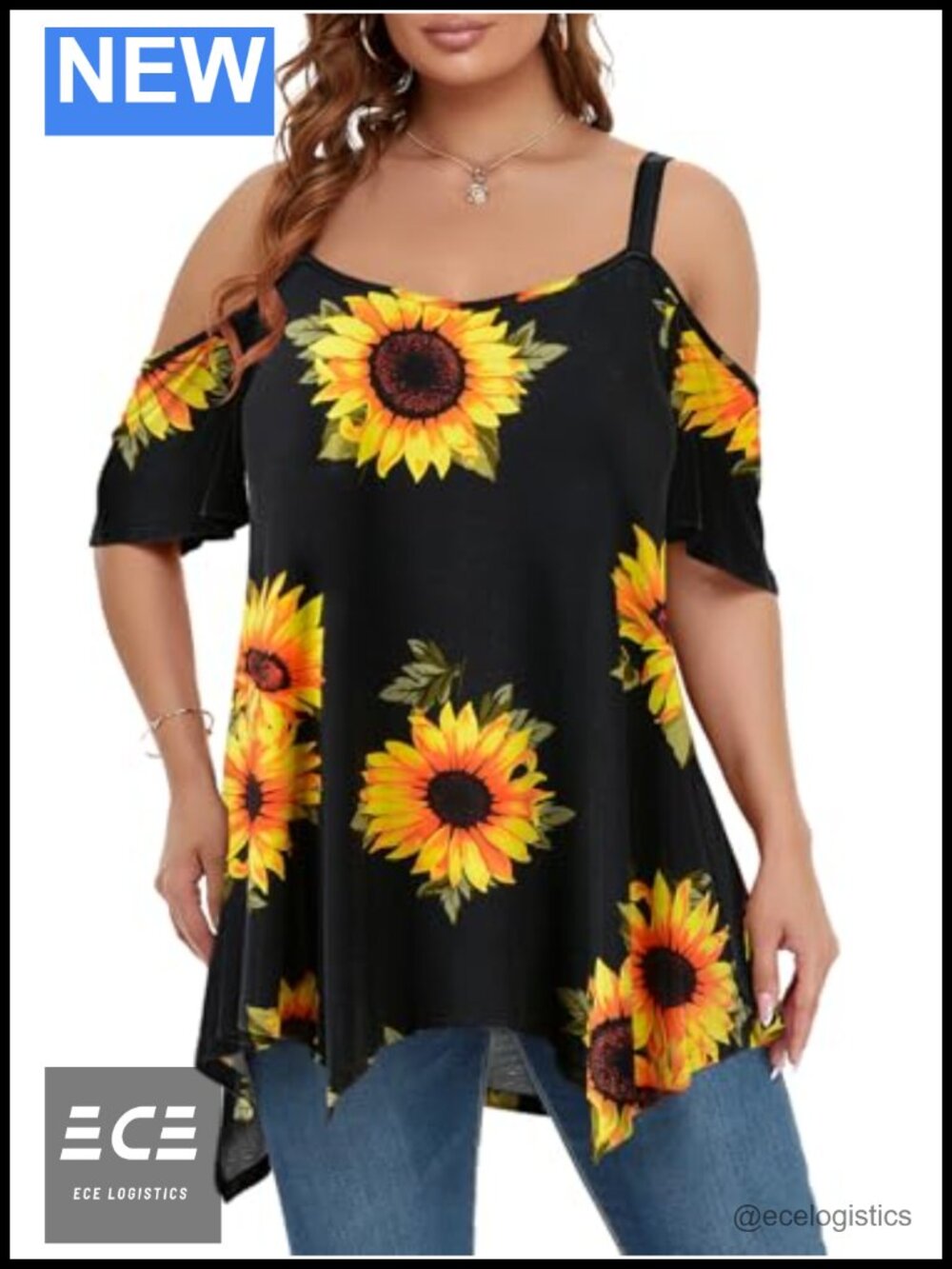 Cold Shoulder Tunic Top Asymmetrical Short Sleeve Plus Size Women